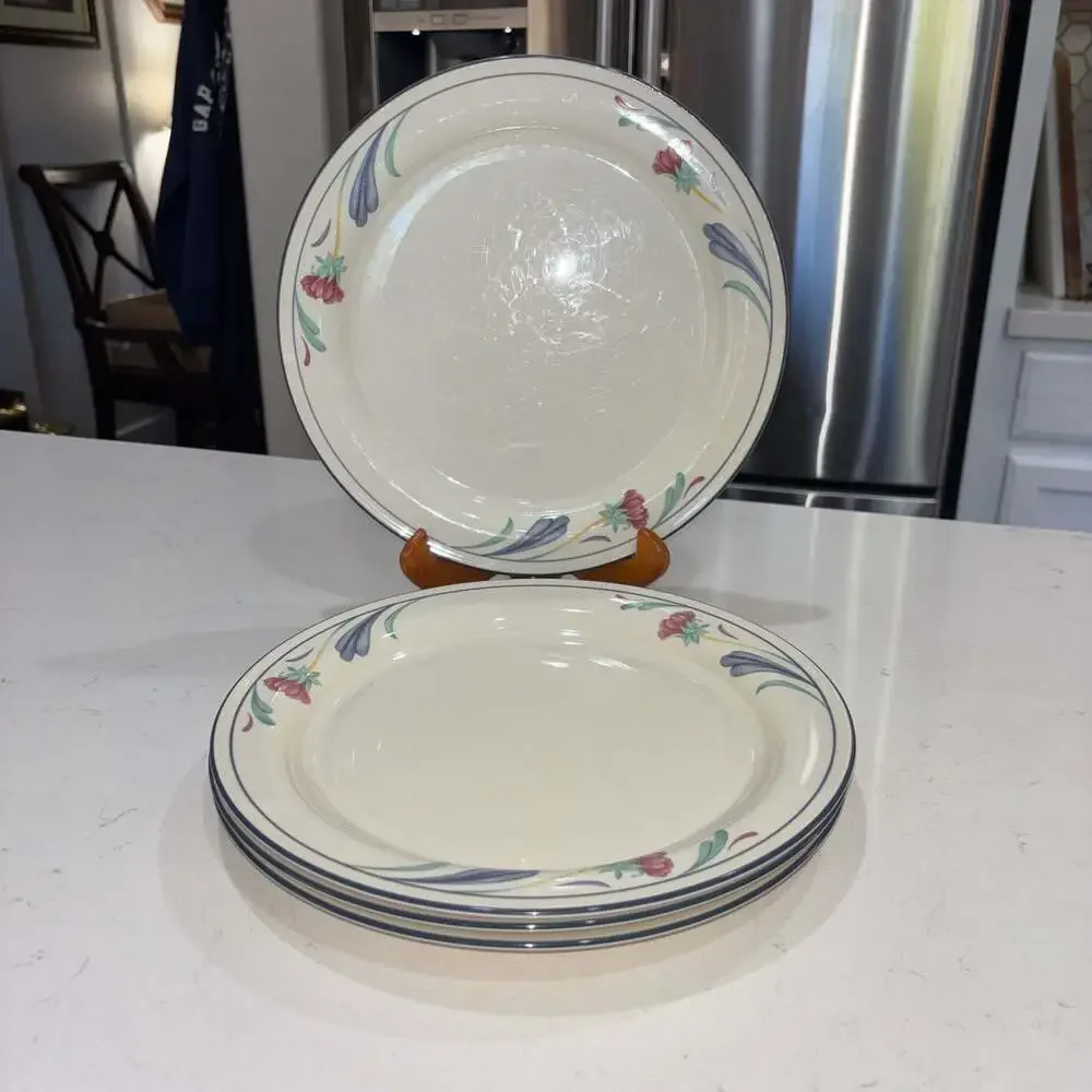 Lenox Chinastone Poppies on Blue Dinner Plates, Set of 4